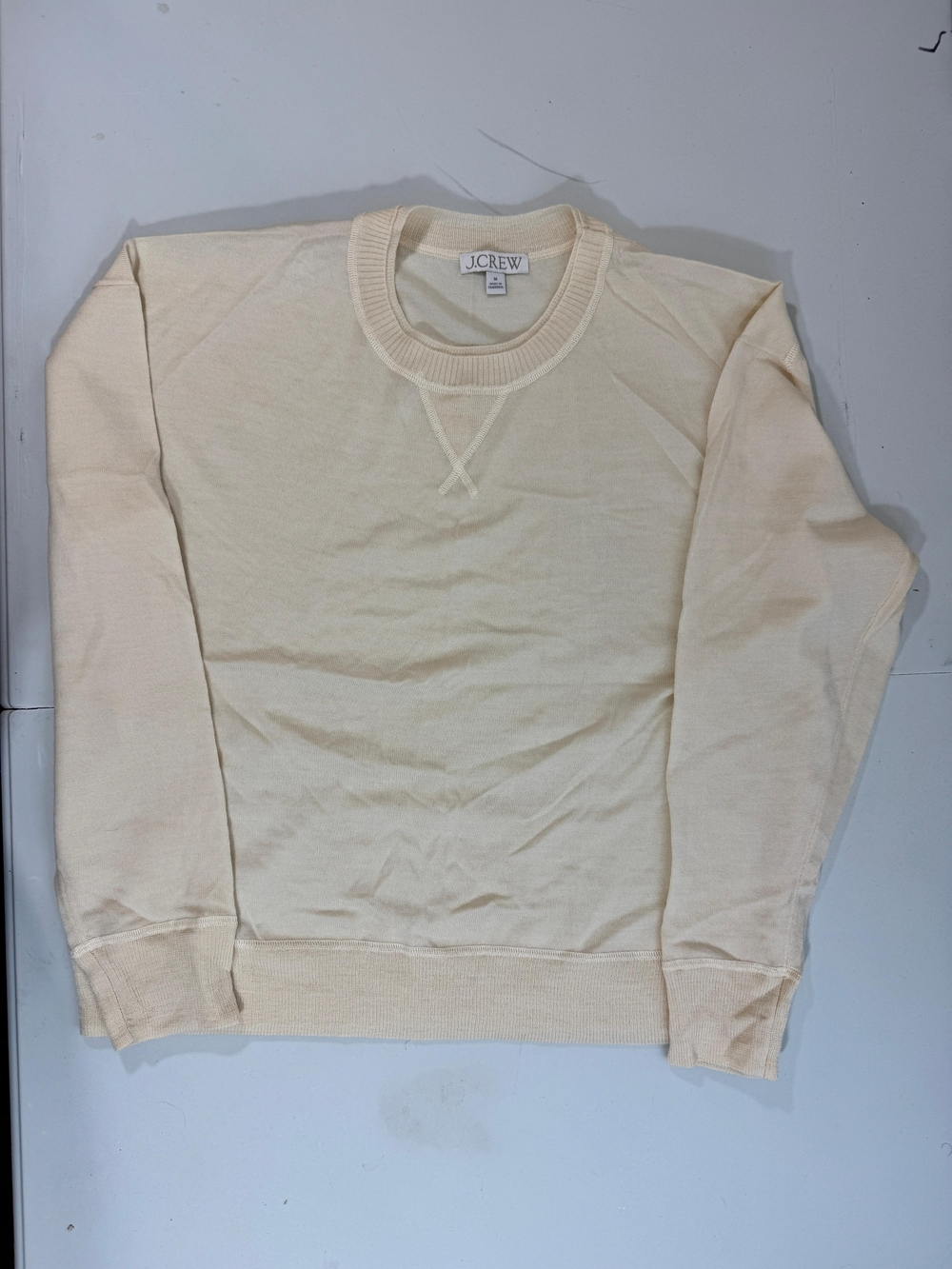 J. Crew Men's Cream Crewneck Sweater
